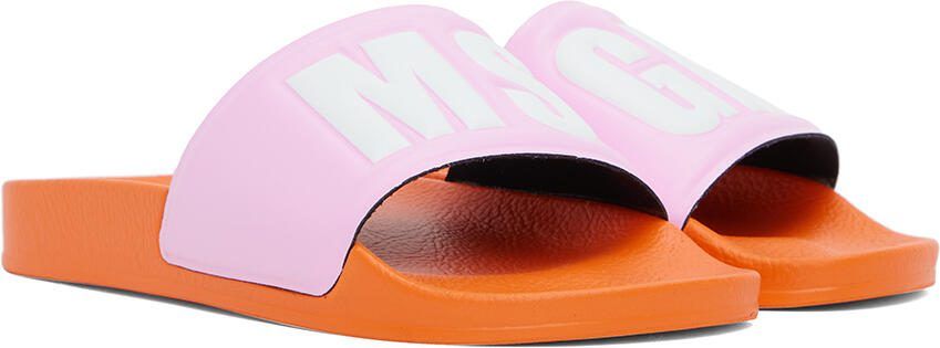 MSGM Pink  Orange Embossed Slides - Picture 2