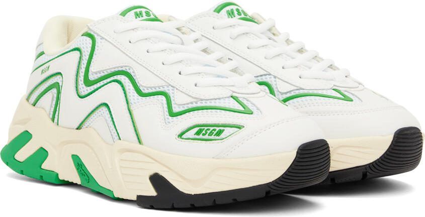 MSGM White  Green Vortex Sneakers - Picture 2