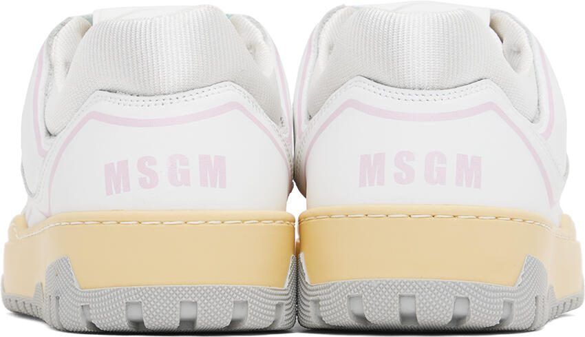 MSGM White  Pink Retro Basketball Sneakers