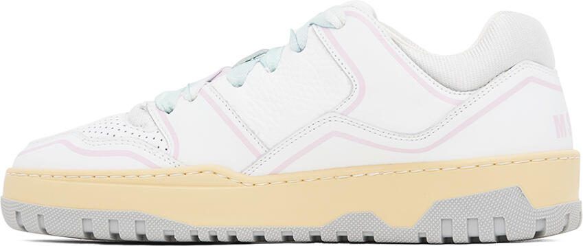 MSGM White  Pink Retro Basketball Sneakers - Picture 3
