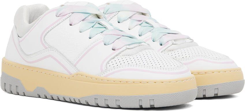 MSGM White  Pink Retro Basketball Sneakers - Picture 2