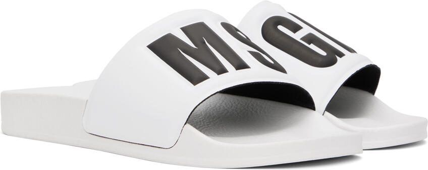 MSGM White Maxi Logo Slides - Picture 2
