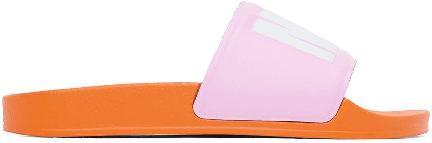 MSGM Pink  Orange Embossed Slides - Picture 5