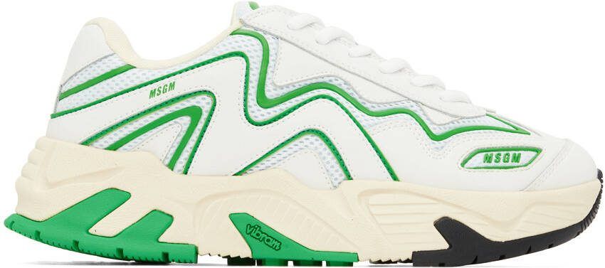 MSGM White  Green Vortex Sneakers - Picture 5