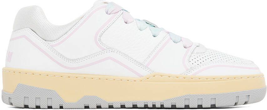 MSGM White  Pink Retro Basketball Sneakers - Picture 5