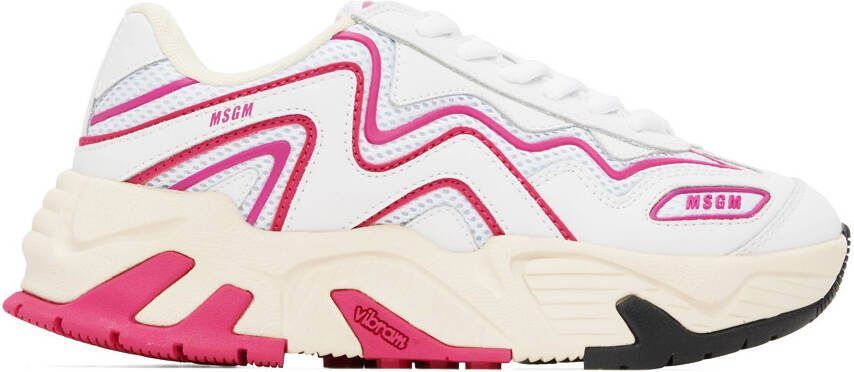 MSGM White  Pink Vortex Sneakers - Picture 5