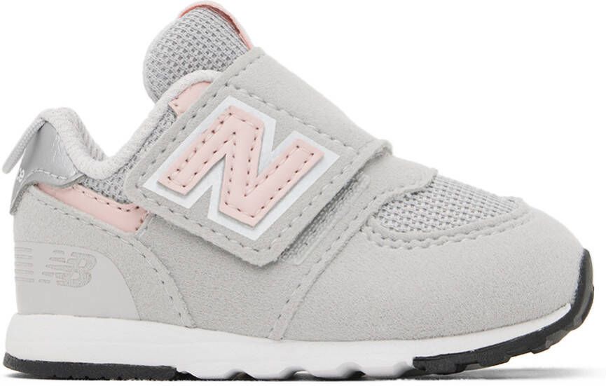 New Balance Baby Gray 574 NEW-B Hook  Loop Sneakers - Picture 4
