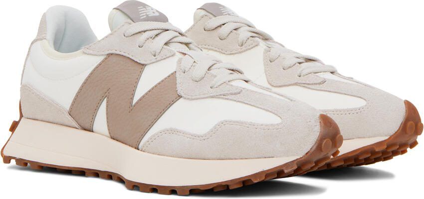 New Balance White  Taupe 327 Sneakers - Picture 6