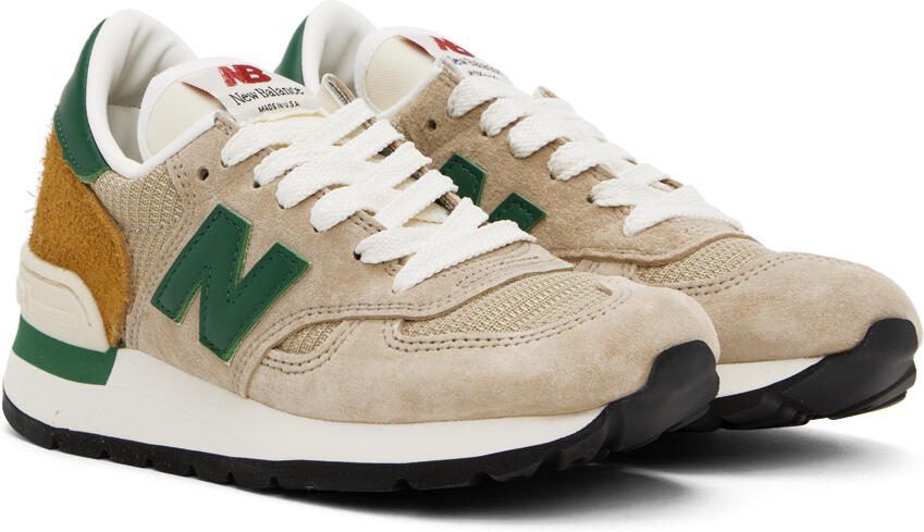 New Balance Beige  Green Made in USA 990 Sneakers - Picture 2
