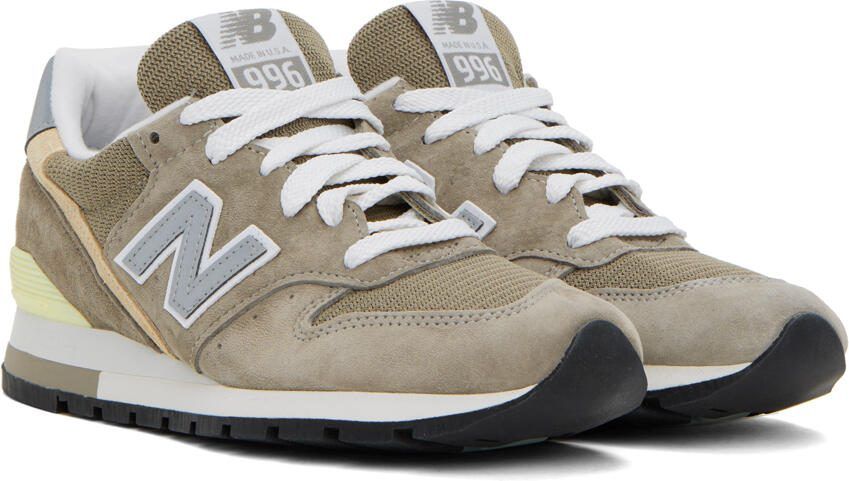 New Balance Gray  Khaki Made In USA 996 Core Sneakers - Picture 3