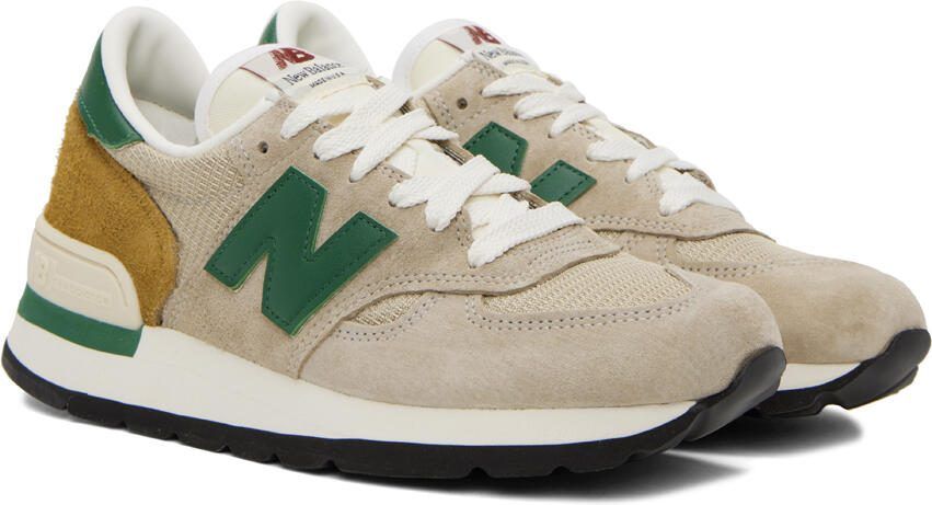 New Balance Beige  Green Made in USA 990 Sneakers - Picture 3