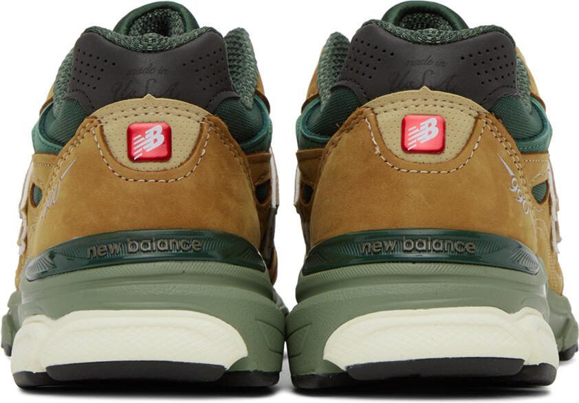 New Balance Tan  Green Made in USA 990v3 Sneakers - Picture 5