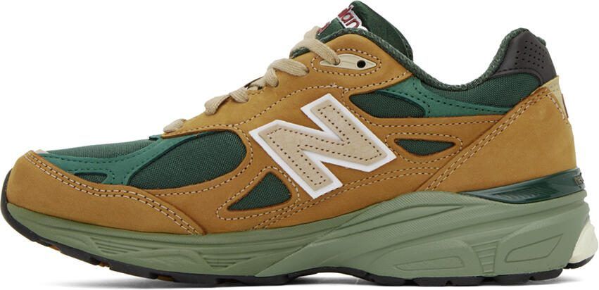 New Balance Tan  Green Made in USA 990v3 Sneakers - Picture 2
