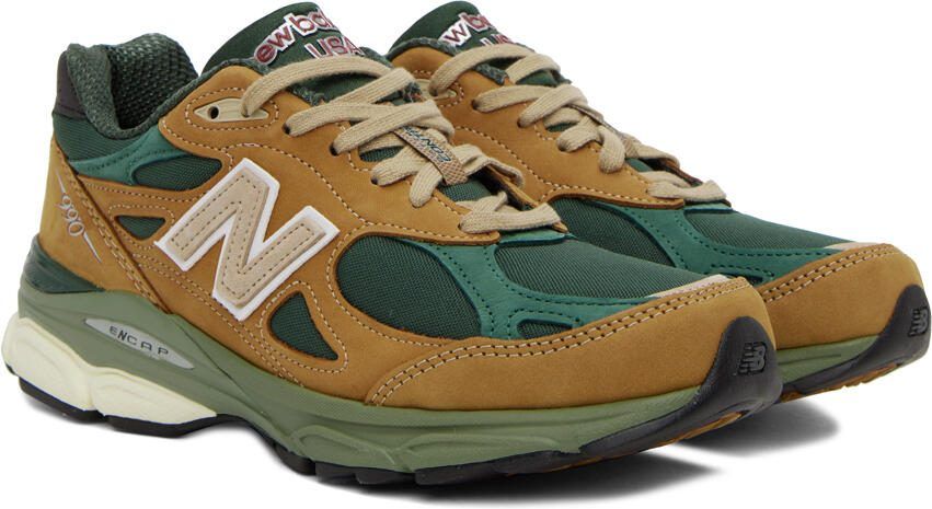 New Balance Tan  Green Made in USA 990v3 Sneakers