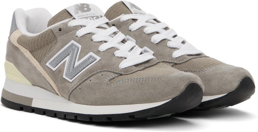New Balance Gray  Khaki Made In USA 996 Core Sneakers - Picture 4