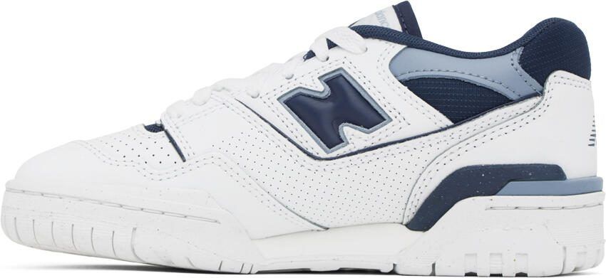New Balance White  Blue 550 Sneakers - Picture 3