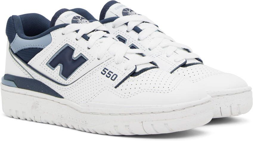 New Balance White  Blue 550 Sneakers - Picture 2
