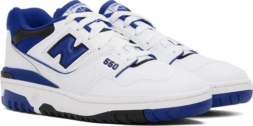 New Balance White  Blue 550 Sneakers - Picture 3