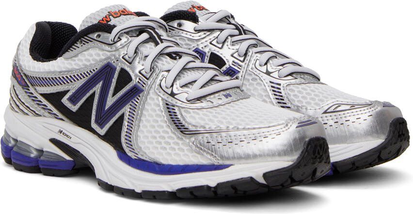 New Balance White  Blue 860V2 Sneakers - Picture 2