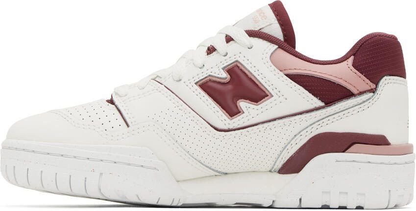 New Balance White  Burgundy 550 Sneakers - Picture 3