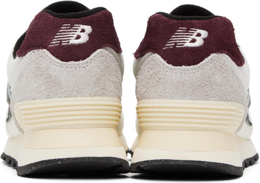 New Balance White  Burgundy 574 Sneakers