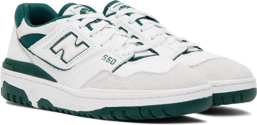 New Balance White  Green 550 Sneakers - Picture 2