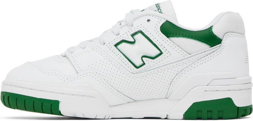 New Balance White  Green BB550 Sneakers - Picture 3