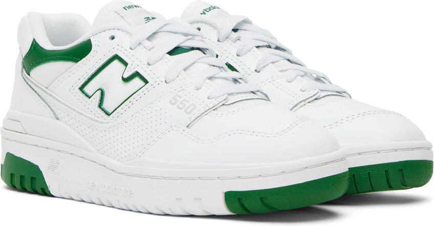 New Balance White  Green BB550 Sneakers - Picture 2