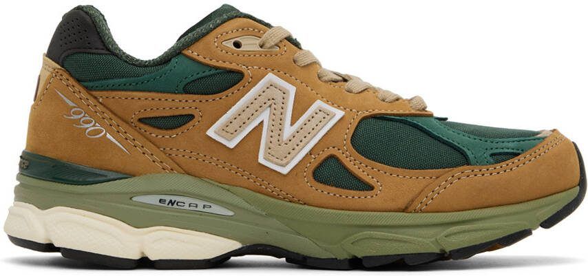 New Balance Tan  Green Made in USA 990v3 Sneakers - Picture 3