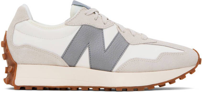 New Balance White  Beige 327 Sneakers - Picture 5