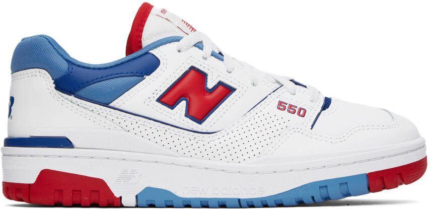 New Balance White  Blue 550 Sneakers - Picture 5