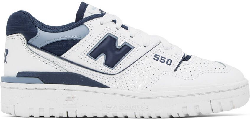 New Balance White  Blue 550 Sneakers - Picture 5