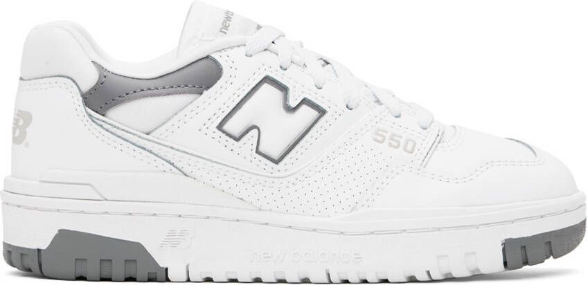 New Balance White  Gray 550 Sneakers - Picture 5