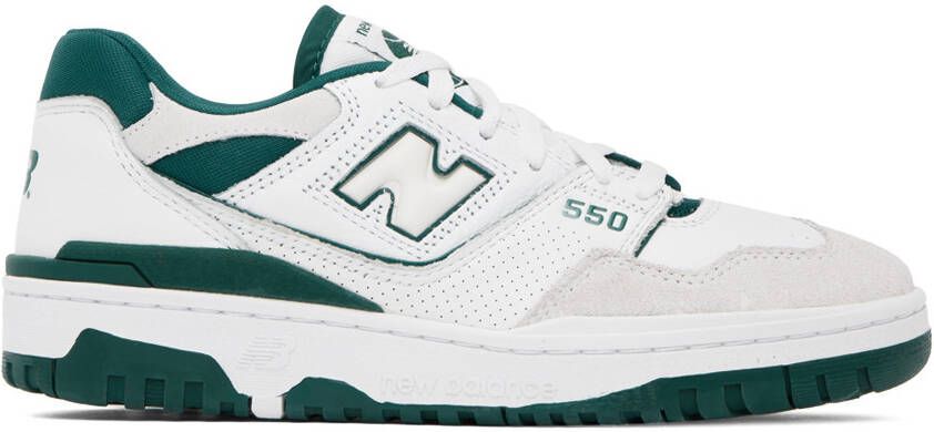 New Balance White  Green 550 Sneakers - Picture 5