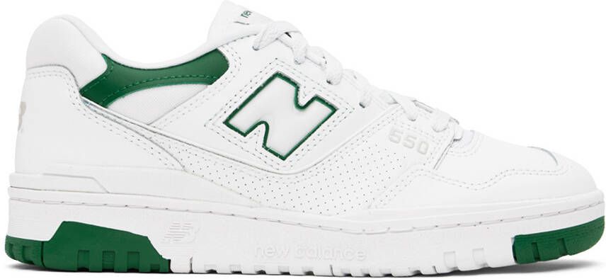 New Balance White  Green BB550 Sneakers - Picture 5