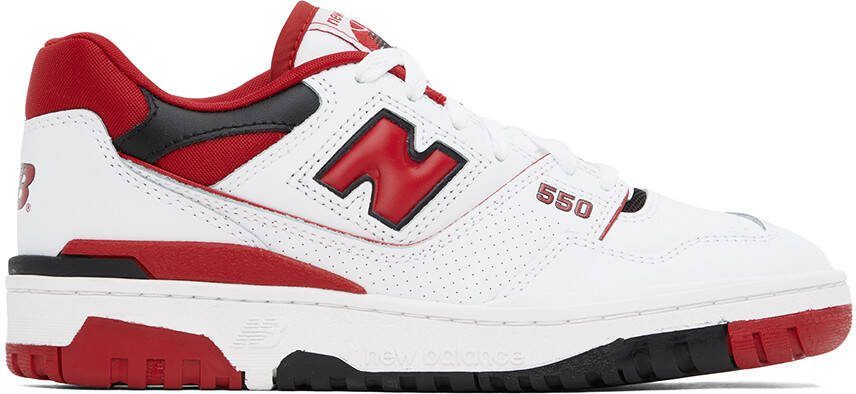 New Balance White  Red 550 Sneakers - Picture 5