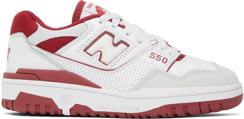 New Balance White  Red 550 Sneakers - Picture 5