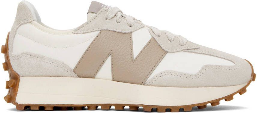 New Balance White  Taupe 327 Sneakers - Picture 2