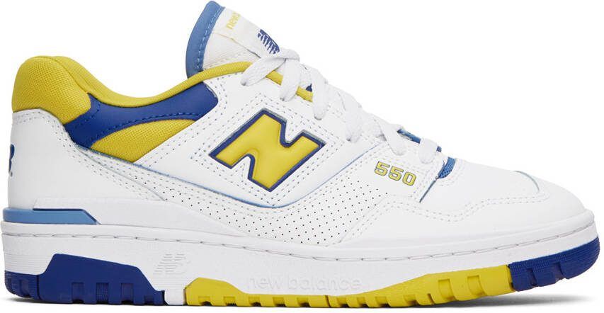 New Balance White  Yellow 550 Sneakers - Picture 5