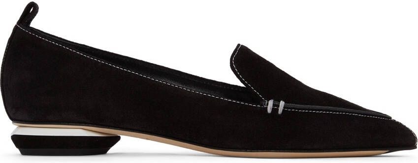 Nicholas Kirkwood Black  White Suede Beya Loafers - Picture 5