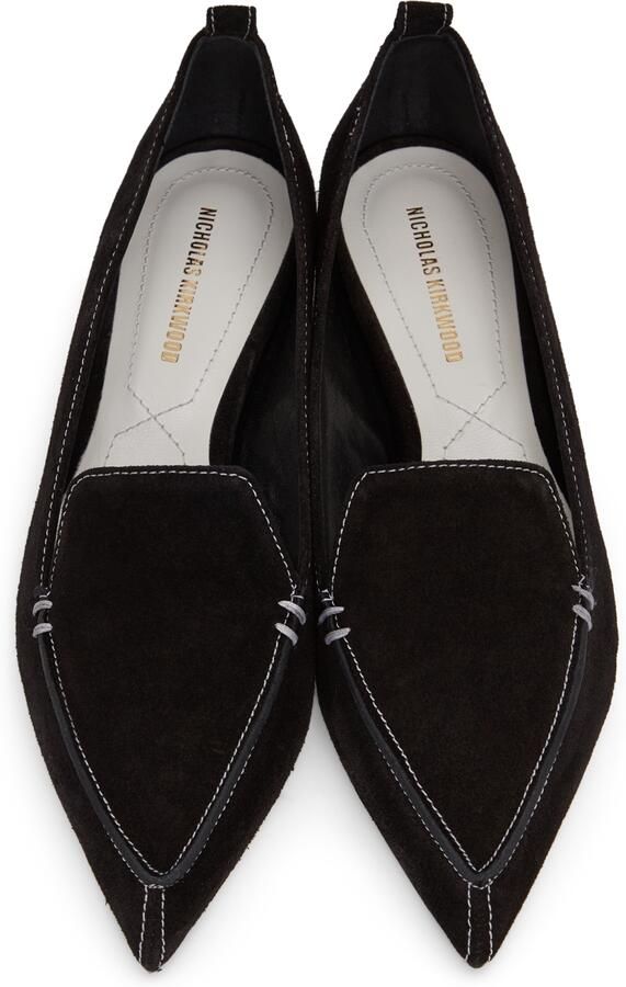 Nicholas Kirkwood Black  White Suede Beya Loafers - Picture 2