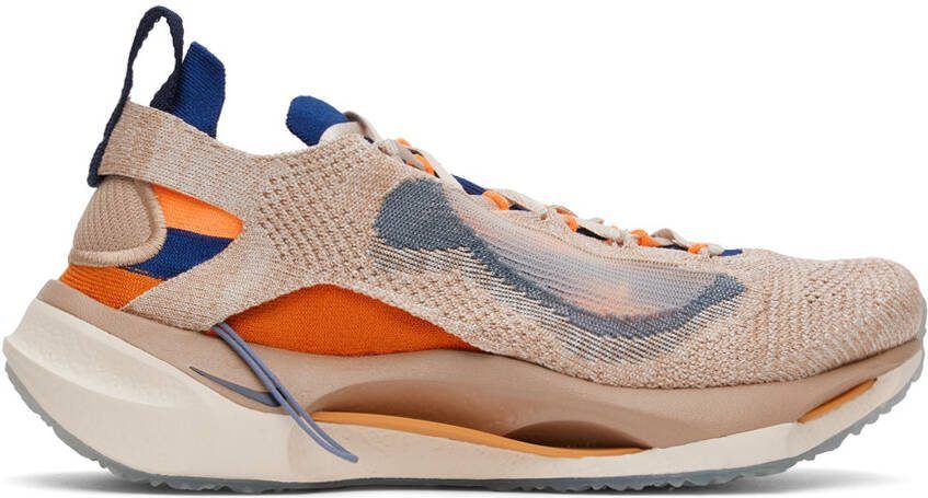 Nike Beige  Orange Spark Flyknit Sneakers - Picture 5