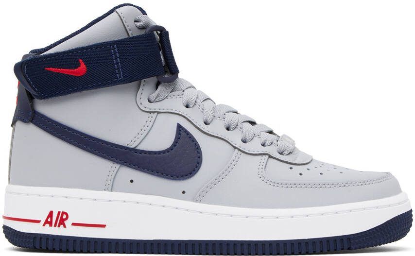 Nike Gray  Navy Air Force 1 High Sneakers - Picture 5