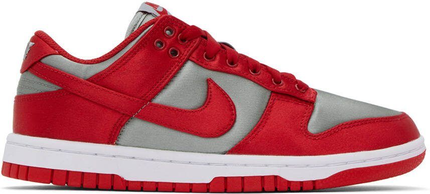 Nike Gray  Red Dunk Low Sneakers - Picture 5