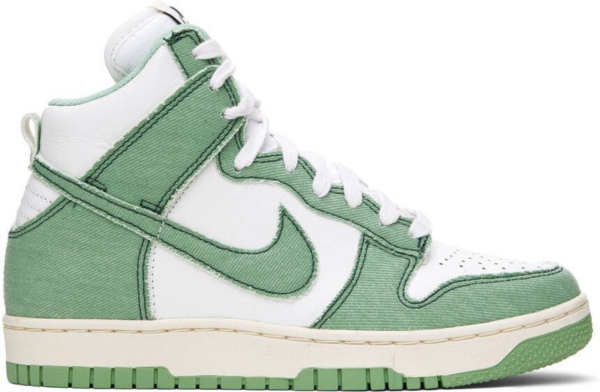 Nike Green  White Dunk Hi 1985 Sneakers - Picture 5
