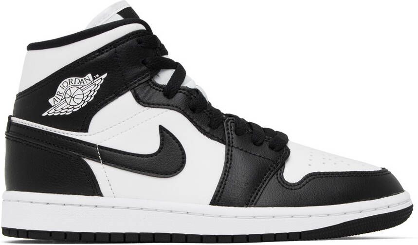 Nike Jordan Black  White Air Jordan 1 Mid Sneakers - Picture 5
