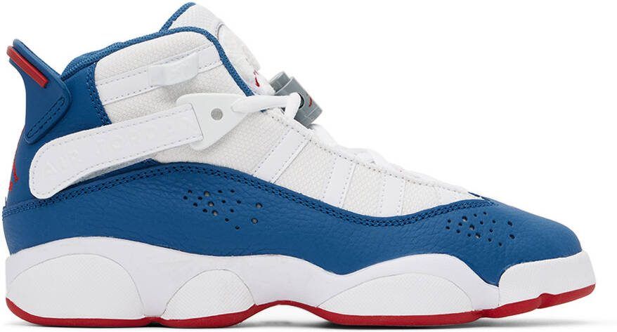 Nike Jordan Kids White  Blue Jordan 6 Rings Big Kids Sneakers - Picture 4