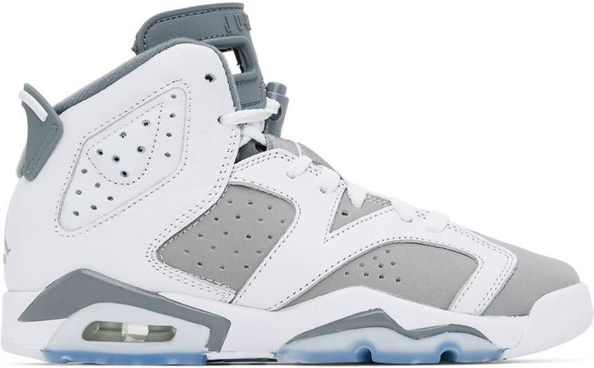Nike Jordan Kids White  Gray Air Jordan 6 Retro Big Kids Sneakers - Picture 4