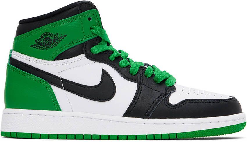 Nike Jordan Kids White  Green Air Jordan 1 High OG Big Kids Sneakers - Picture 5
