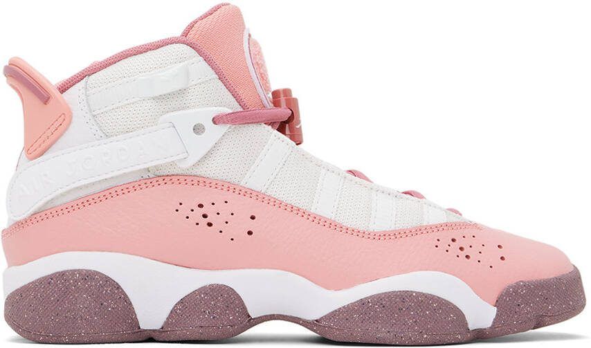 Nike Jordan Kids White  Pink Jordan 6 Rings Big Kids Sneakers - Picture 5